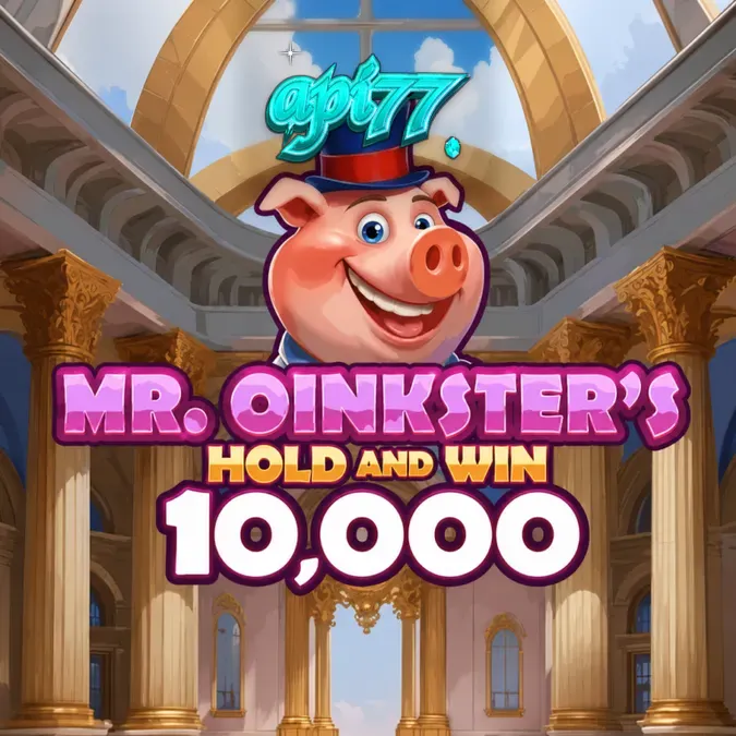 Tampilan layar permainan slot Mr. Oinkster’s Hold & Win 10,000 dengan tema celengan babi